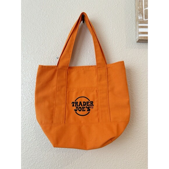 Trader Joe's Limited Mini Halloween Orange Canvas Tote Bag NWOT - Picture 4 of 4